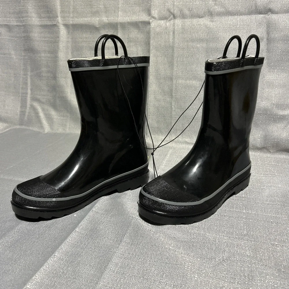 NWT Western Chief Black Rain Boot Kid Size 3‎ Rubber Waterproof